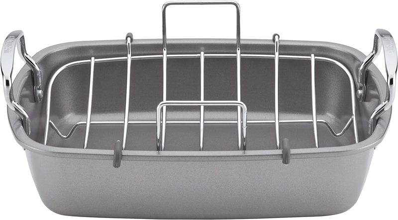 Circulon Nonstick Roasting Pan / Roaster with Rack - 17 Inch x 13 Inch, Gray