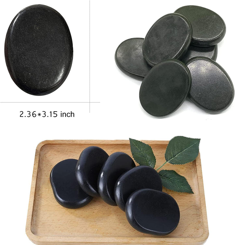 Zabrina Personal Large Massage Stone Set Basalt Hot Rocks Stones, 2.36 In 3.15 In,Black,6 Count