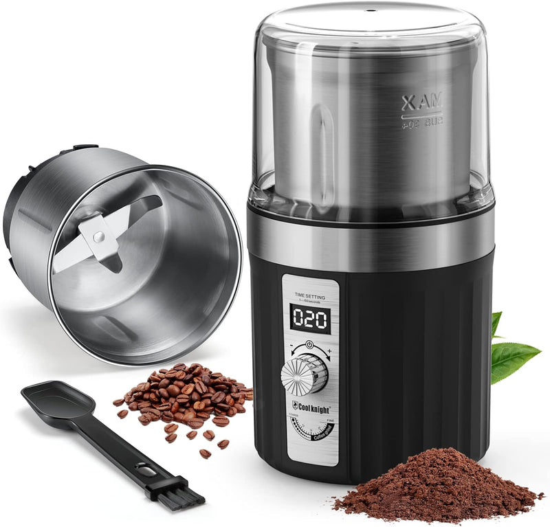 COOL KNIGHT Coffee Grinder Electric, Herb Grinder, Spice Grinder [large capacity/fast/Electric ] - Spice Herb Coffee Grinder for Coffee Bean, Spices, Herbs and Seeds, etc.