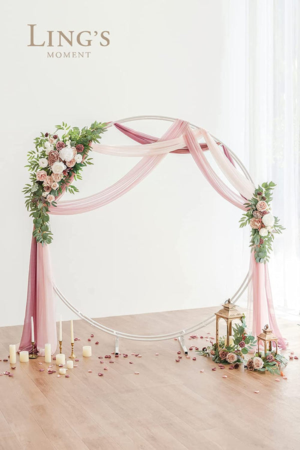 Wedding Arch Draping Fabric - 3 Panels - Chiffon - Dusty RoseMauveBlush - 30 X 20Ft - Wedding CeremonyReception Swag Decorations