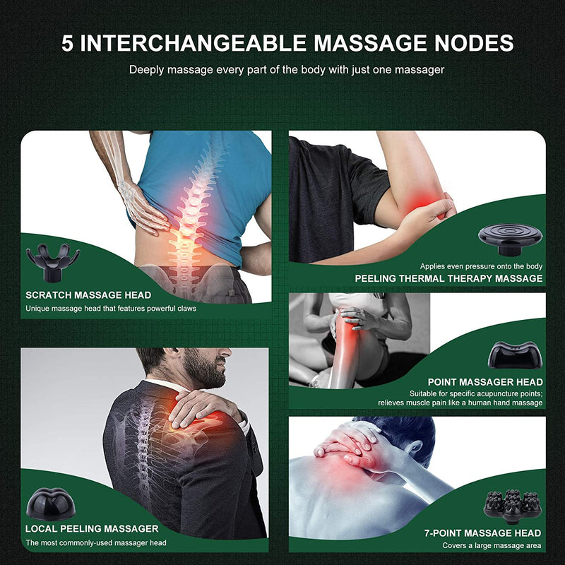 Handheld Back Massager | Deep Tissue Percussion Massage for Back, Neck, Shoulders, Waist and Legs (dark green)