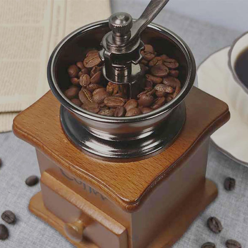 Manual Coffee Grinder Mini Vintage Wooden Coffee Bean Grinder for Decoration Display Antique Coffee Mill for Making Mesh Coffee Classic French Press for Decoration & Gift