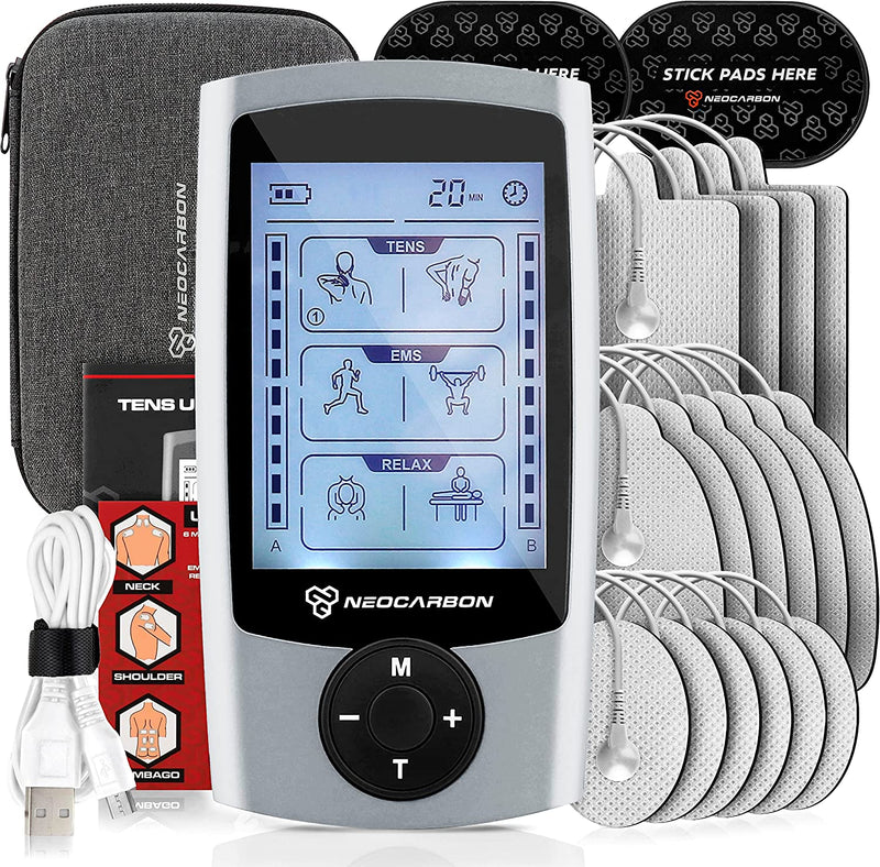 TENS Unit Muscle Stimulator, EMS Massager Machine for Shoulder, Neck, Sciatica and Back Pain Relief, Electronic Pulse Massage Physical Therapy, Red