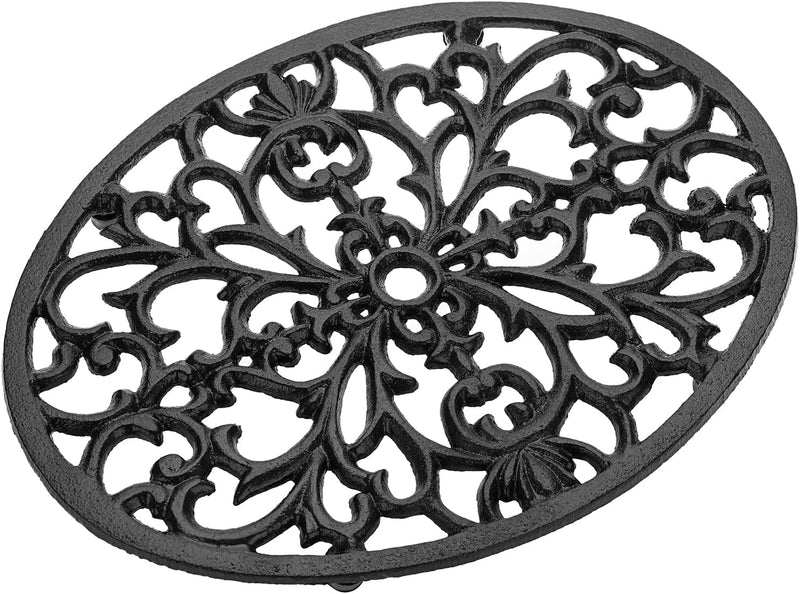 Sumnacon 1Pcs Round Cast Iron Trivet - 6.7 Inch Heat Resistant Iron Trivet for Hot Dish Pot Pan Plate Teapot, Rustic Cast Iron Hot Dish Plate Holder for Kitchen Dining Table Countertop Cooktop