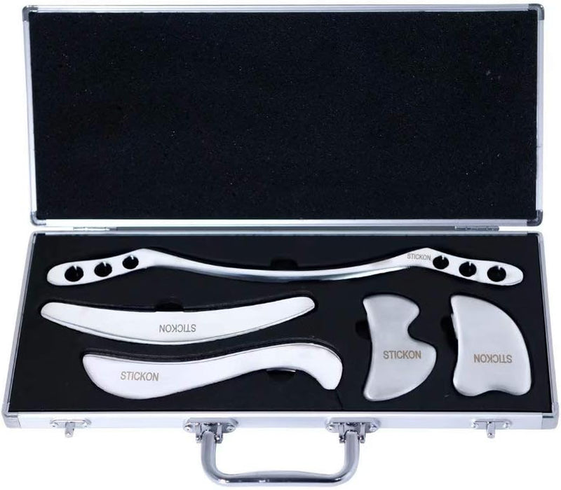 Stainless Steel Gua Sha Scraping Massage Tool Set IASTM Tools Great Soft Tissue Mobilization Tool (P Shape)