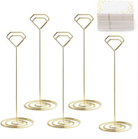 Wettin 12Pcs Unique Table Number Holders with 14Pcs Place Cards, Place Card Holder, Table Card Holder, Table Number Stands, Picture Clips Name Card Photo Holder for Wedding Birthday Party Baby Shower