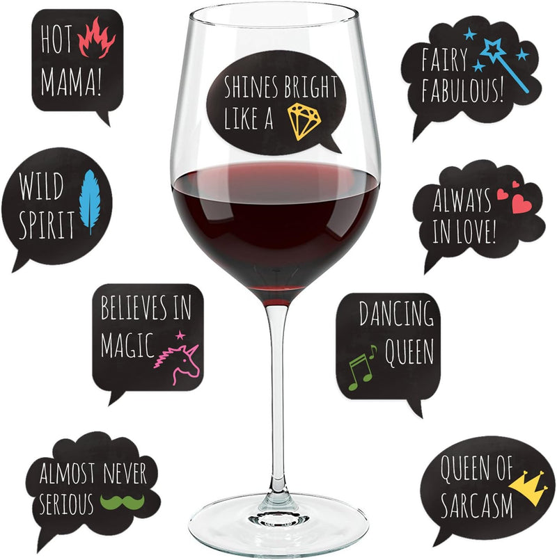 Wine Party Decorations - 18 Static Clings Reusable Stickers - For Wine Tasting Party, Wine Gift and Favors