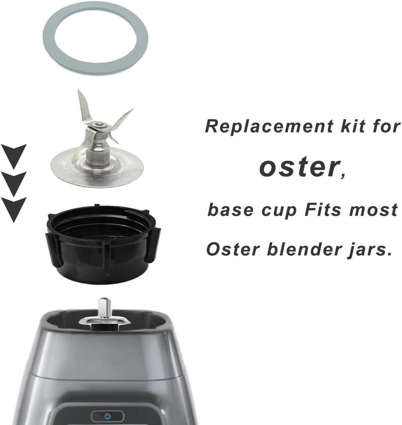 for Oster Blender Replacement Parts Blender Ice Crusher Blade with Jar Base Cap,Coupling Stud Slinger Pin and 2 Rubber O Ring Sealing Ring Gasket,Compatible with Aspas Para Licuadora Oster Osterizer