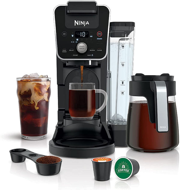 Ninja CFP201 DualBrew System 12-Cup Coffee Maker, Single-Serve for Grounds & K-Cup Pod Compatible, 3 Brew Styles, 60-oz. Water Reservoir & Carafe, Black