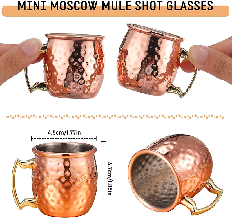 4 Pieces Mini Moscow Mugs 2 oz Mule Shot Glasses for Home, Kitchen, Bar Drinkware (Rose Gold)