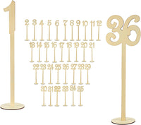 36 Pcs Table Numbers, 1 to 36 Wedding Wood Table Numbers with Sturdy Holder Base for Party Home Decoration, Wedding Reception, Banquets, Cafe, Restaurants, Hotels