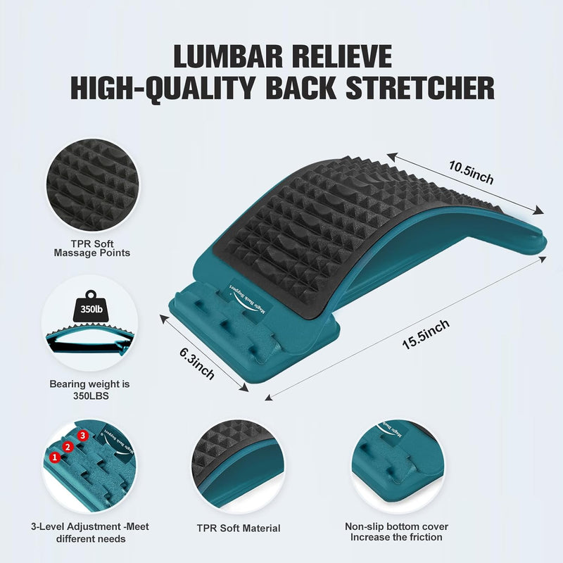 Refresh Back Stretcher Board,Three Level Back Streching Device for Lower/Mid/Upper Relieve Back Muscle Tightness,Spine Board Back Cracker, Lumbar Support Massager