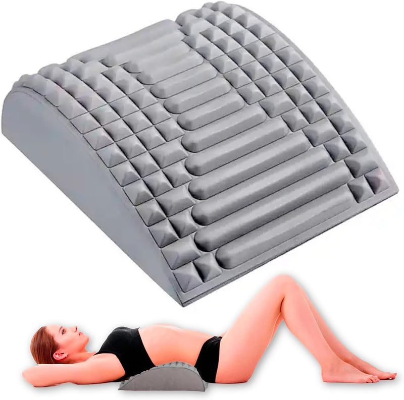 EZZIMO Back Stretcher Adjustable Lumbar Support for Back and Neck Stretcher Pain Relief - Refresh Back Stretcher with Soft EVA Material - Durable Packaging and Lightweight (0.3KG) | Grey