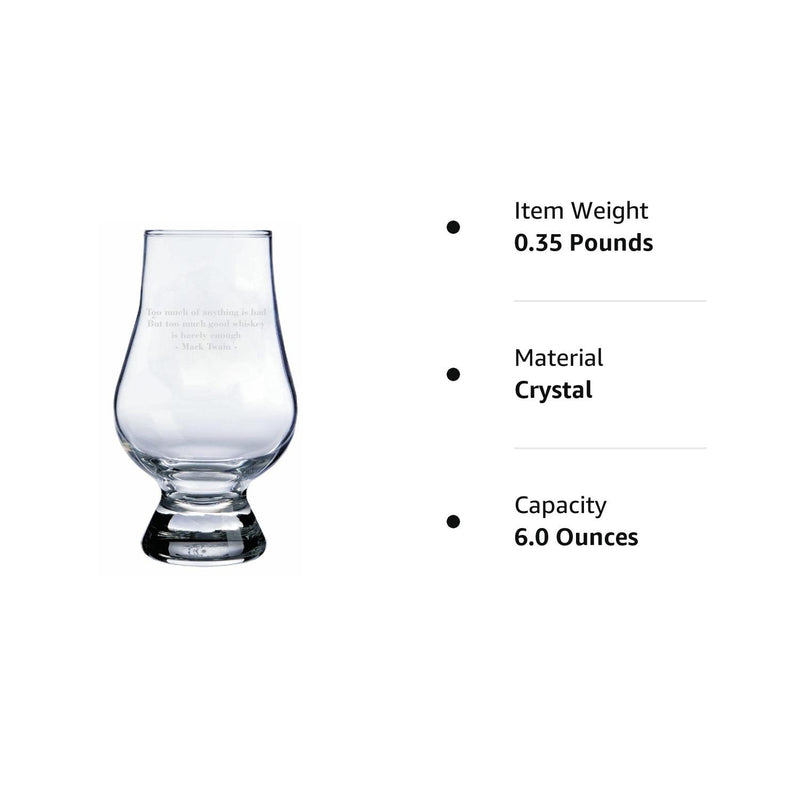 Mark Twain Quote Glencairn Whisky Glass, 6 ounce