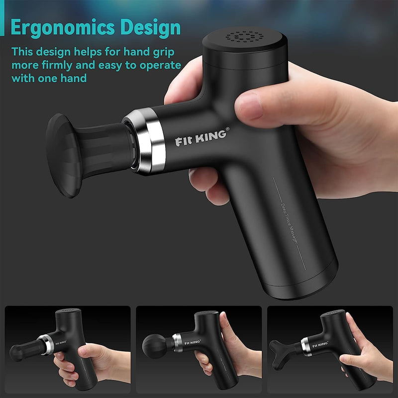 FIT KING Mini Massage Gun for Muscle Massage and Pain Relief Portable Deep Tissue Massager FT-050G