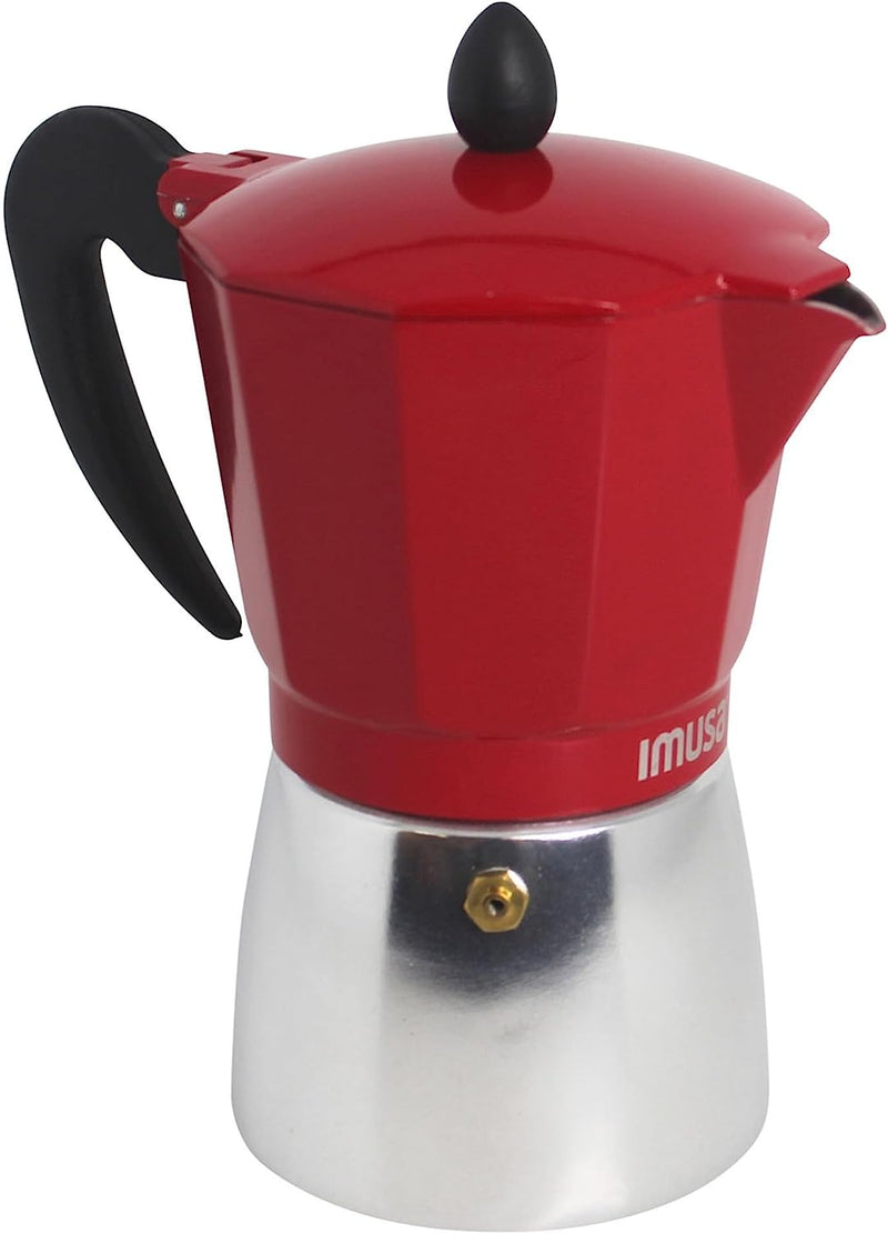IMUSA USA B120-42T Aluminum Stovetop Coffeemaker 3-Cup, Red