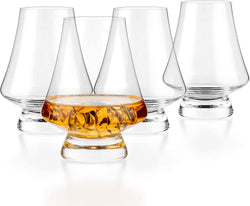 LUXBE - Bourbon Whisky Crystal Tasting Glass Snifter, Set of 4 - Classic Tasting Glasses with Narrow Rim - Handcrafted - Good for Cognac Brandy Scotch - 7-ounce/200ml