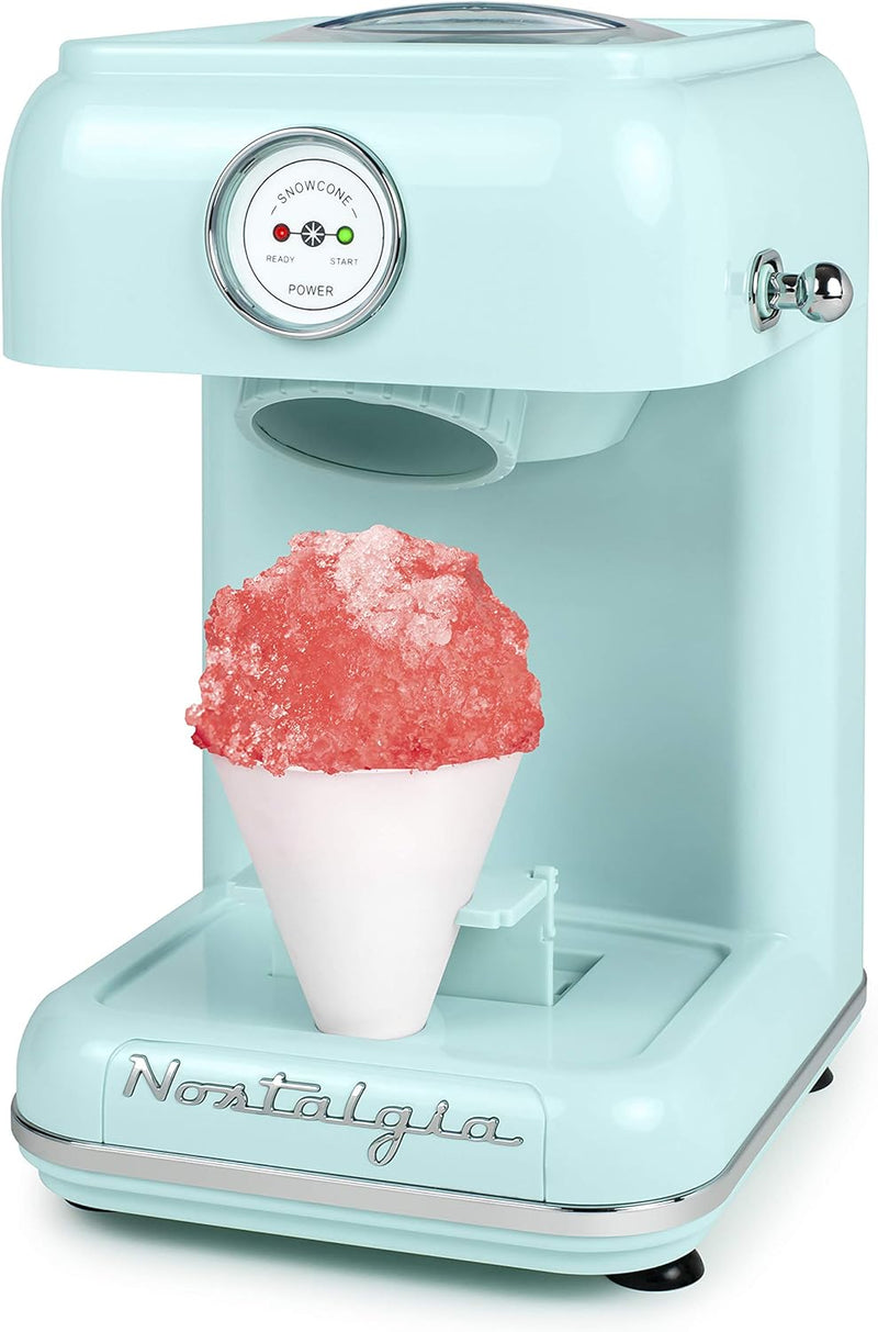 Nostalgia Snow Cone Shaved Ice Machine - Retro Table-Top Slushie Machine Makes 20 Icy Treats - Includes 1 Reusable Plastic Cup - Retro Red