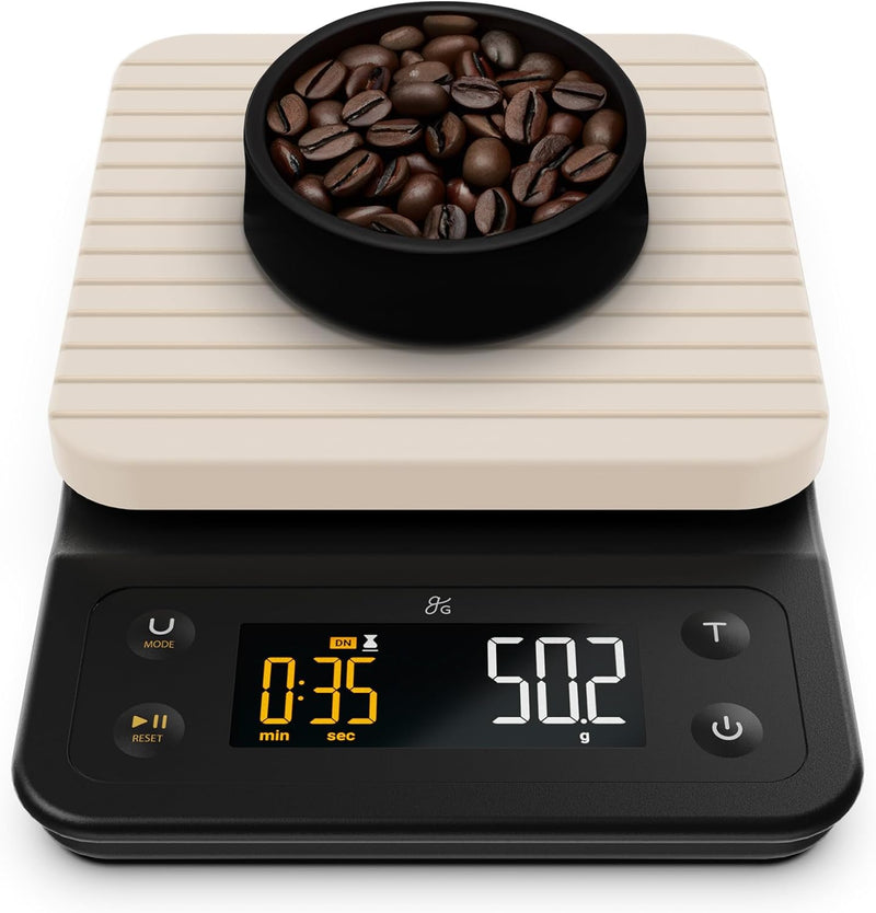 Greater Goods Digital Accurate Coffee Scale for Pour-Over Maker, with Timer for Great French Press and General Kitchen Use, Designed in St. Louis, (Stone Blue)