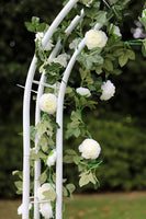8.2Ft Artificial Peony Flower Garland Hanging Greenery Vine Silk Floral Vine Home Wedding Arch Wall Craft Arrangement Decorations,Pack of 2 (White)
