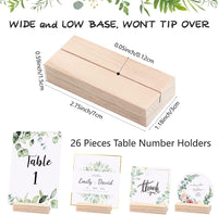 26 Pieces Wedding Table Numbers with 26 Holders Wood Table Numbers Greenery Eucalyptus Table Cards with Head Table Seating Labels Place Card Stands for Wedding Reception Anniversary Party
