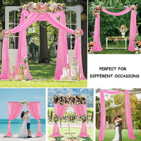 Wedding Arch Draping Fabric 18FT 2 Panels Pink Chiffon Fabric Drapery Wedding Arches for Ceremony Sheer Curtains Backdrop Chiffon Archway Pink Drapes for Celebration Reception Arch Swag Decorations