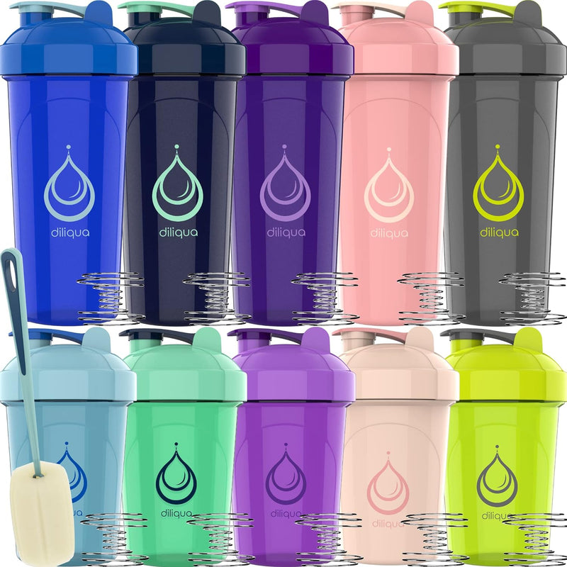 diliqua -4 PACK- 20 oz Shaker Bottles for Protein Mixes | BPA-Free & Dishwasher Safe | 4 small protein shaker bottle | Shaker Cups for protein shakes | Blender Shaker Bottle Pack
