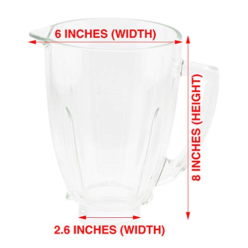 6-Cup Glass Jar Replacement with Lid for Oster Classic Blender