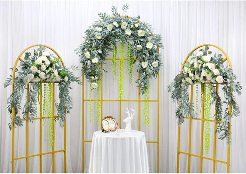 Gold Wedding Arch Kit - 65Ft Metal Backdrop with Flower Stand for Ceremony or Party Decoration