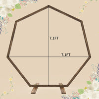 Wooden Wedding Arch, 7.1FT Heptagonal Wedding Arches for Ceremony, Wedding Backdrop for Indoor Outdoor Garden Wedding, Parties, Indoor, Outdoor, Wooden Arch Rustic Decorations