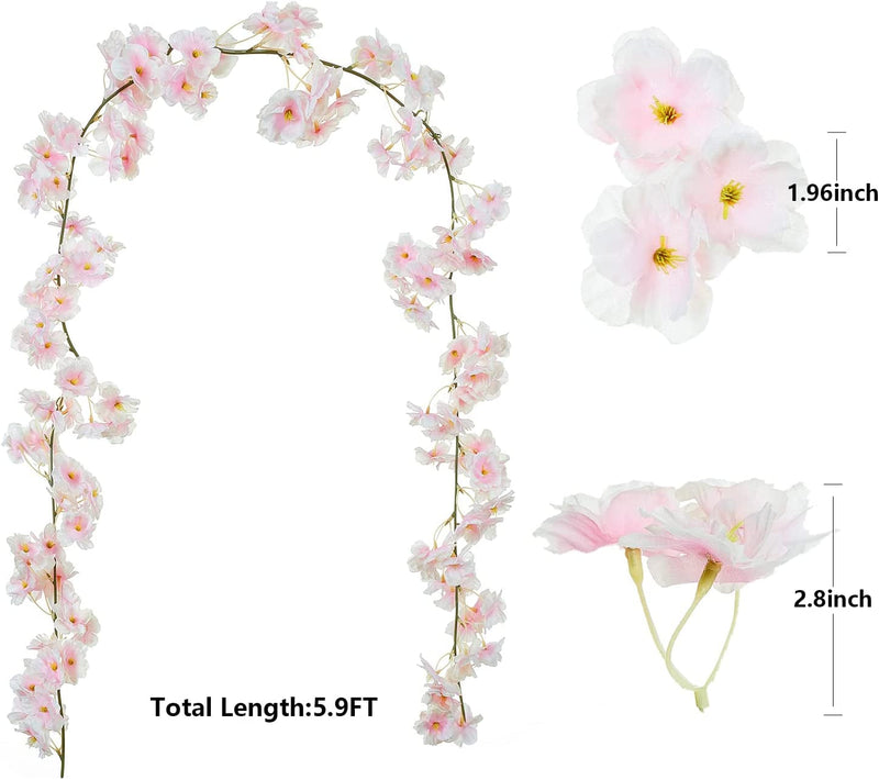 4-Piece Cherry Blossom Flower Garland Vines for Home Decor Wedding Party Pink