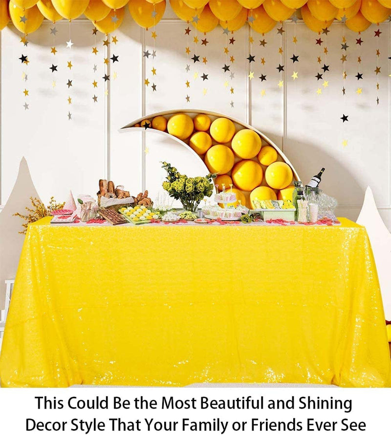 Sequin Yellow Tablecloth - Rectangle 48X72 - Table Cover for Weddings and Parties