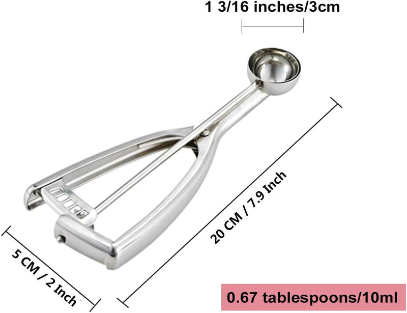 Saebye 2 teaspoon Cookie Scoop, 2 tsp Cookie Scoop for Baking, Melon Baller Scoop, 1.18 inch/ 30 MM Ball, 18/8 Stainless Steel Mini Ice Cream Scoop, Secondary Polishing