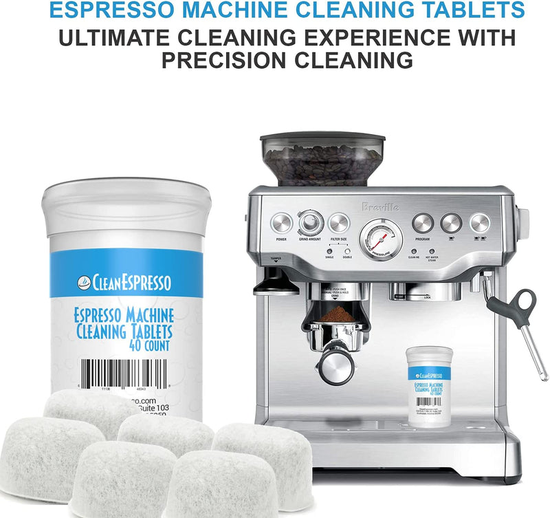 CleanEspresso Espresso Machine Cleaner Tablets and Filters Accessories For Breville Espresso Machines (40 Tablets + 6 Filters) - 2 Gram Cleaning Tablets & Replacement Water Filter