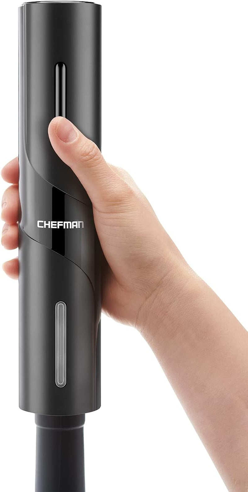 Chefman Electric Wine Opener Makes Opening Bottles Fast, Foolproof, And Fun! Black, Battery-Operated 4-Piece Corkscrew Set Comes With A Foil Cutter, Pourer, And Vacuum Stopper