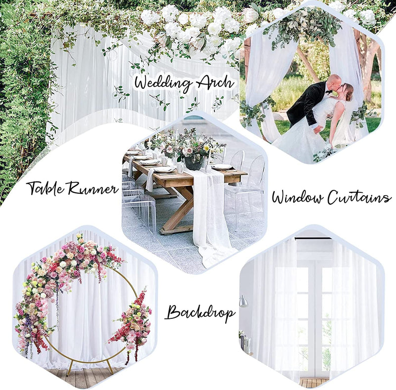 White Chiffon Sheer Backdrop Curtain - 10ft x 7ft - Wrinkle-Free for Weddings Parties and Events