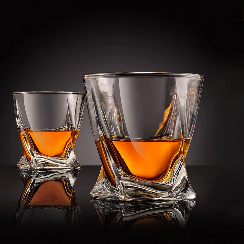 Venero Crystal Whiskey Glasses, Gift Set of 4 Bourbon Glasses in Luxury Satin-Lined Gift Box - 10 oz Scotch Glass Tumblers - Rocks Glasses for Drinking Bourbon, Scotch Whisky, Cocktails, Cognac