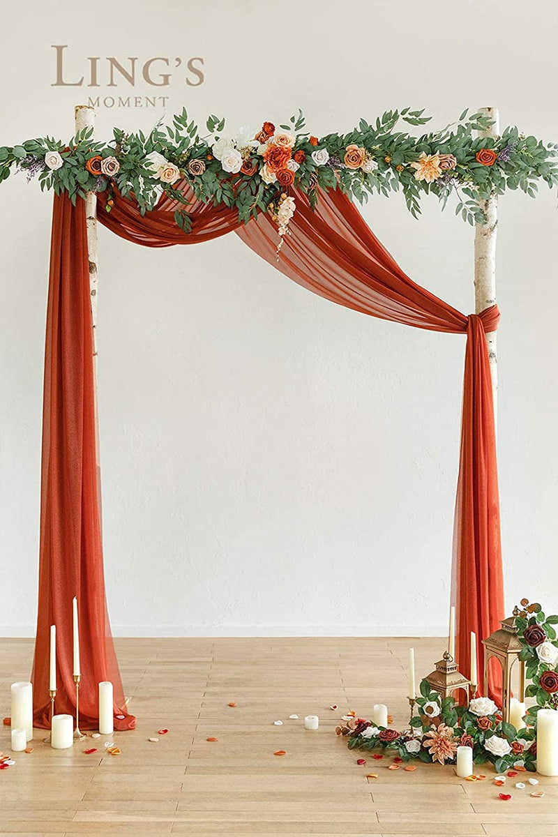 9ft Eucalyptus  Willow Leaf Garland with White Flower - Handcrafted Wedding Decorations for Terracotta Theme
