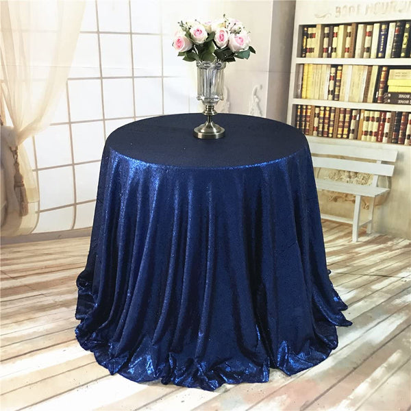 72 Round Navy Blue Sequin Tablecloth - Wedding Party Decor