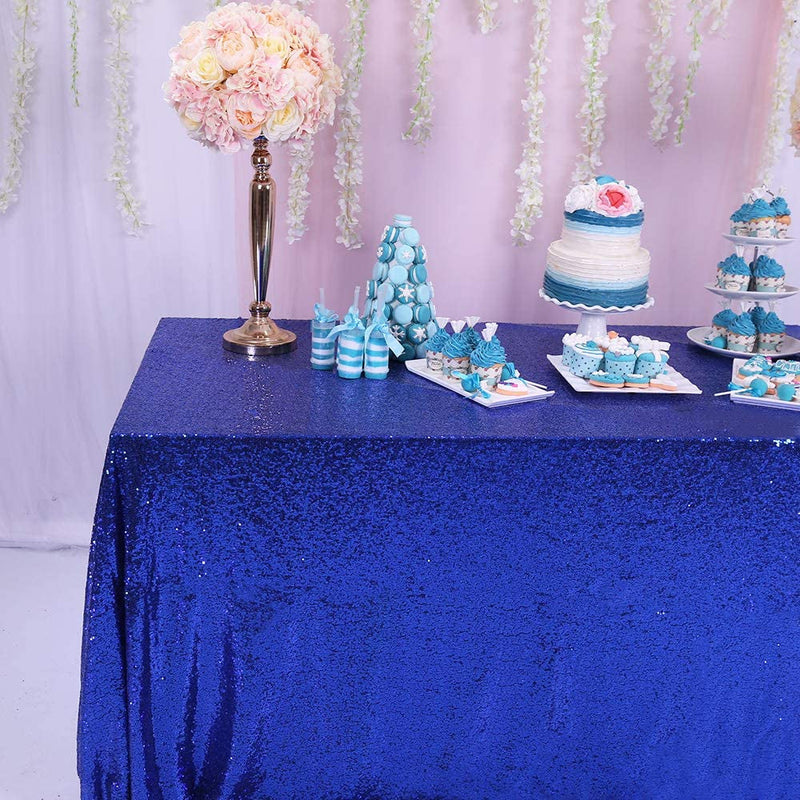 Royal Blue Sequin Tablecloth - 55X55 Inch Square for Wedding