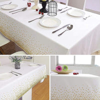 2 Pack White and Gold Tablecloth Disposable Gold Tables Tablecloths for Rectangle 54" X 108" Plastic Tablecloth Party Table Covers for Birthday Thanksgiving Christmas Wedding Outdoor BBQ (White)