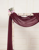 2 Panels Chiffon Fabric Drapery Wedding Arch Drapes, Party Backdrop Curtain Panels, Ceremony Reception Swag Decoration (27 X 216 Inch, Burgundy & Burgundy)