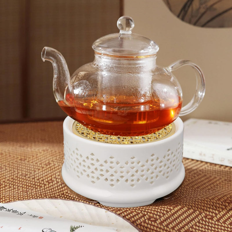 Ceramic Teapot Warmer, Sturdy Design, Perfect for Shops, Keeps Tea Warm Longer (White)