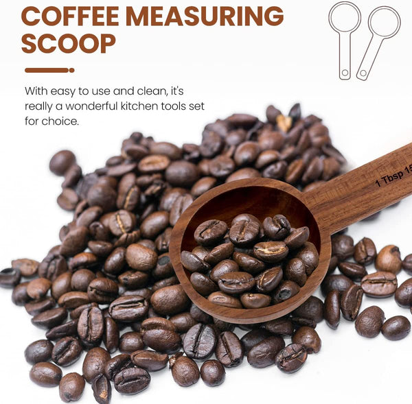 Wooden Coffee Spoon in Walnut, Houdian Coffee Scoop Measuring for Coffee Beans, Whole Beans Ground Beans or Tea, Home Kitchen Accessories, Coffee Scoop - 1 Pack, 15ml