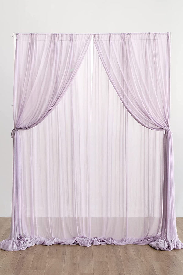 2-Layer Chiffon Wedding Backdrop Curtains - Lilac BridalBaby Shower Decor