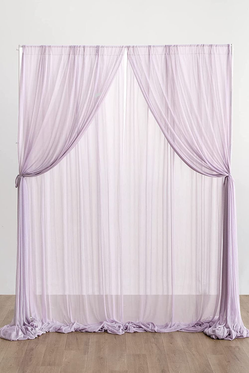 2-Layer Chiffon Wedding Backdrop Curtains - Lilac BridalBaby Shower Decor