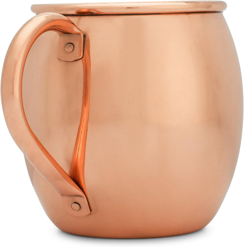 Moscow Mule Copper Mug by Copper Mules – Handcrafted Pure Copper - Smooth Finish - Classic Riveted Handle - Holds 16oz