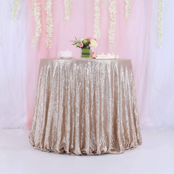Sequin Champagne Round Tablecloth - 72-196 for WeddingDessert Table 120