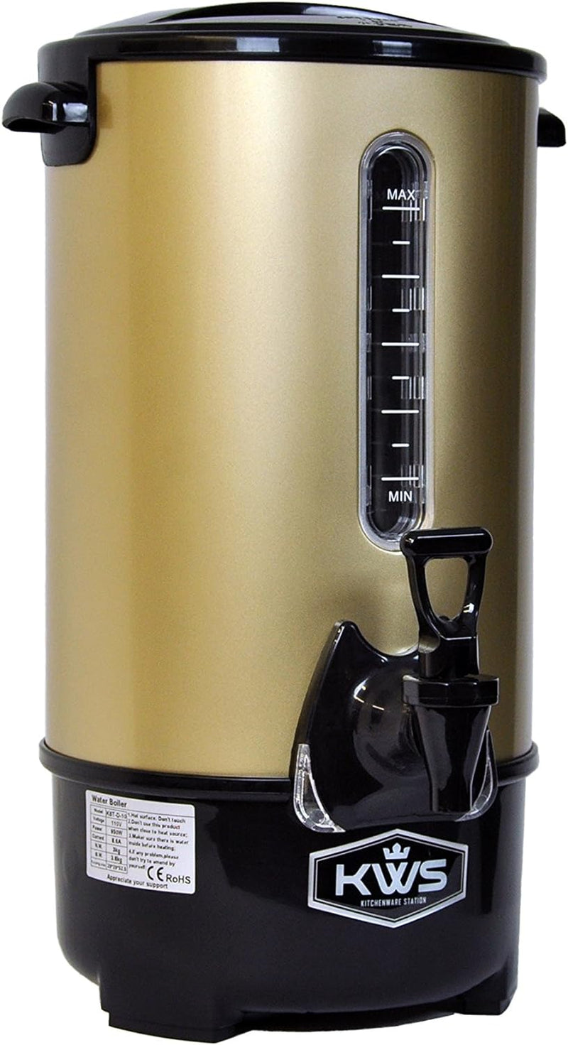 KWS WB-10 9.7L/ 41Cups Commercial Heat Insulated Water Boiler and Warmer Stainless Steel (Gold)