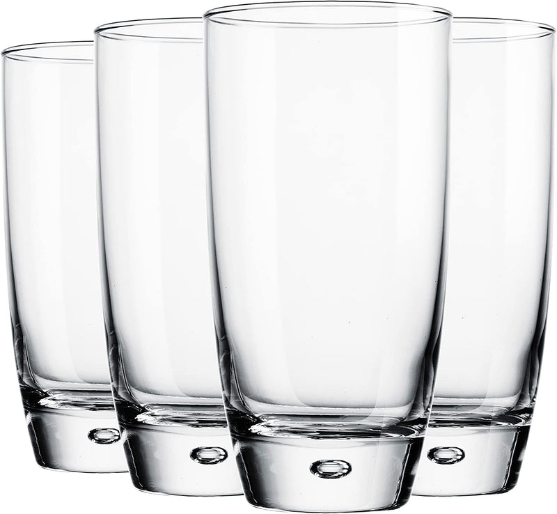 Glaver's Highball Glasses Set Of 4, 16 Oz. Drinking Glasses, Unique Water Glass Cups For Juice, Cocktails, Soda, Heavy Bottom Tumbler Glass